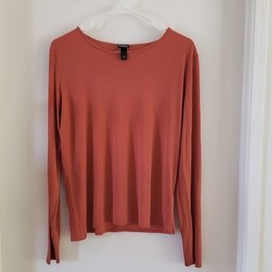 Eileen Fisher long sleeve burnt orange top size M